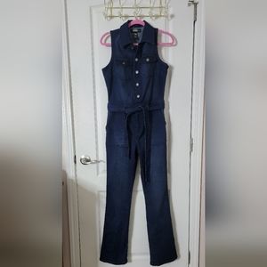 Rewash Women's Denim Sleeveless Jumpsuit Sz MED